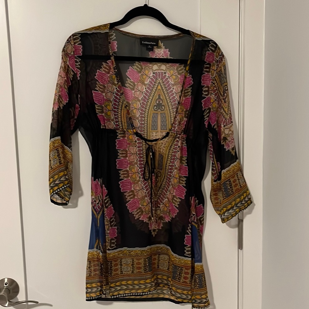 Sheer multi colored medium top
